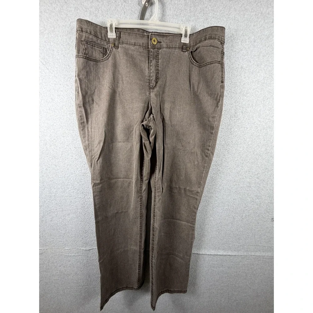 Ruff‎ Hewn Jeans Womens 20W Brown High Rise Straight Leg Stretch Denim Pants